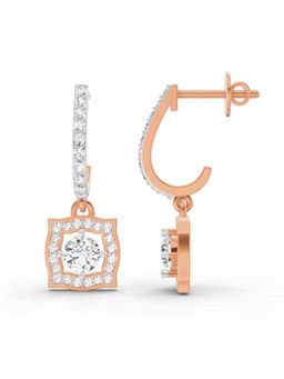 Sparkles - Lab Grown Diamond 0.99 Carat Round Halo Drop Earrings for Women, 14K Rose Gold