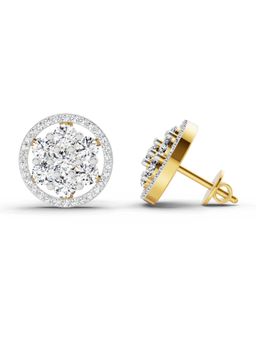 Sparkles - Lab Grown Diamond 1.78 Carat Round Halo Cluster Stud Earrings for Women, 14K Yellow Gold
