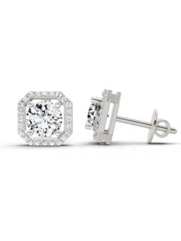 Sparkles - Lab Grown Diamond 1.19 Carat Round Halo Stud Earrings for Women, 14K White Gold