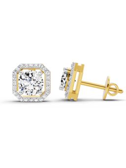 Sparkles - Lab Grown Diamond 1.19 Carat Round Halo Stud Earrings for Women, 14K Yellow Gold