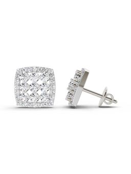 Sparkles - Lab Grown Diamond 1 Carat Round Halo Stud Earrings for Women, 14K White Gold