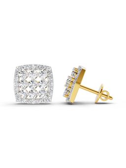 Sparkles - Lab Grown Diamond 1 Carat Round Halo Stud Earrings for Women, 14K Yellow Gold