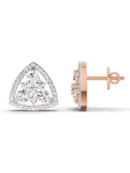 Sparkles - Lab Grown Diamond 0.77 Carat Round Triangle Halo Stud Earrings for Women, 14K Rose Gold
