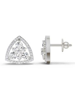 Sparkles - Lab Grown Diamond 0.77 Carat Round Triangle Halo Stud Earrings for Women, 14K White Gold