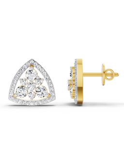Sparkles - Lab Grown Diamond 0.77 Carat Round Triangle Halo Stud Earrings for Women, 14K Yellow Gold