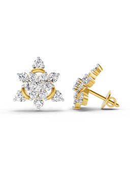 Sparkles - Lab Grown Diamond 1.17 Carat Round Flower Earrings for Women, 14K Yellow Gold