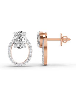 Sparkles - Lab Grown Diamond 1.73 Carat Oval Halo Stud Earrings for Women, 14K Rose Gold