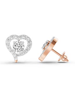 Sparkles - Lab Grown Diamond 1.64 Carat Round Halo Heart Shape Earrings for Women, 14K Rose Gold