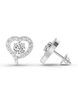 Sparkles - Lab Grown Diamond 1.64 Carat Round Halo Heart Shape Earrings for Women, 14K White Gold