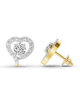 Sparkles - Lab Grown Diamond 1.64 Carat Round Halo Heart Shape Earrings for Women, 14K Yellow Gold