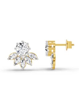 Sparkles - Lab Grown Diamond 2.7 Carat Round & Marquise Cluster Earrings for Women, 14K Yellow Gold