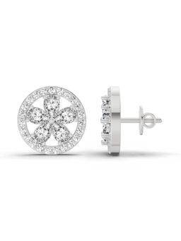 Sparkles - Lab Grown Diamond 1.46 Carat Pear Flower Halo Stud Earrings for Women, 14K White Gold