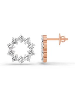 Sparkles - Lab Grown Diamond 1 Carat Round Flower Stud Earrings for Women, 14K Rose Gold
