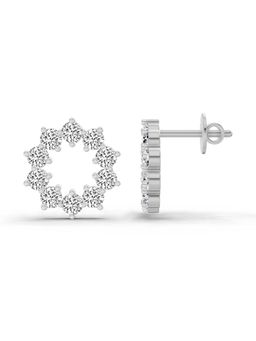 Sparkles - Lab Grown Diamond 1 Carat Round Flower Stud Earrings for Women, 14K White Gold