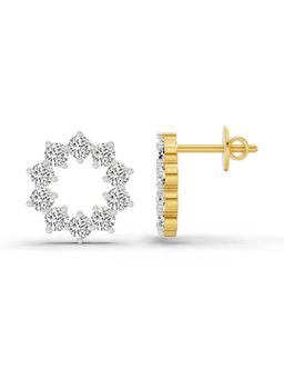 Sparkles - Lab Grown Diamond 1 Carat Round Flower Stud Earrings for Women, 14K Yellow Gold