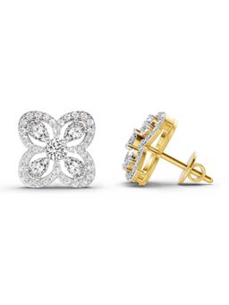 Sparkles - Lab Grown Diamond 0.9 Carat Round Halo Earrings for Women, 14K Yellow Gold
