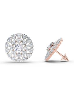 Sparkles - Round Lab Grown Diamond 1.45 Carat Heart Shape Halo Earrings for Women, 14K Rose Gold
