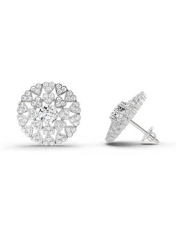 Sparkles - Round Lab Grown Diamond 1.45 Carat Heart Shape Halo Earrings for Women, 14K White Gold