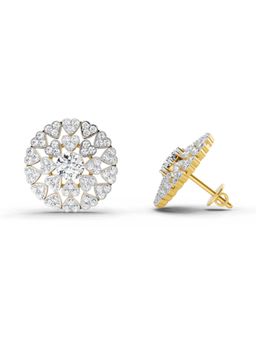 Sparkles - Round Lab Grown Diamond 1.45 Carat Heart Shape Halo Earrings for Women, 14K Yellow Gold