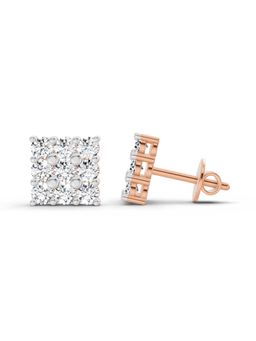 Sparkles - Lab Grown Diamond 0.94 Carat Round Cluster Stud Earrings for Women, 14K Rose Gold
