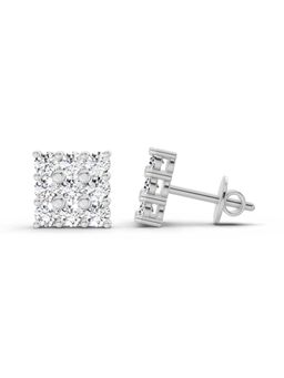 Sparkles - Lab Grown Diamond 0.94 Carat Round Cluster Stud Earrings for Women, 14K White Gold