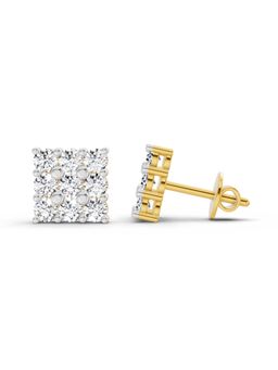 Sparkles - Lab Grown Diamond 0.94 Carat Round Cluster Stud Earrings for Women, 14K Yellow Gold