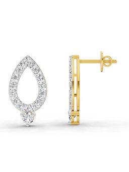 Sparkles - Lab Grown Diamond 0.89 Carat Round Teardrop Stud Earrings for Women, 14K Yellow Gold