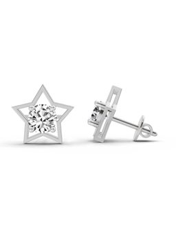 Sparkles - Lab Grown Diamond 0.8 Carat Round Stud Earrings for Women, 14K White Gold