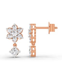 Sparkles - Lab Grown Diamond 0.86 Carat Round Flower Stud Earrings for Women, 14K Rose Gold