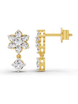 Sparkles - Lab Grown Diamond 0.86 Carat Round Flower Drop Earrings for Women, 14K Yellow Gold