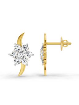 Sparkles - Lab Grown Diamond 0.97 Carat Round Flower Stud Earrings for Women, 14K Yellow Gold