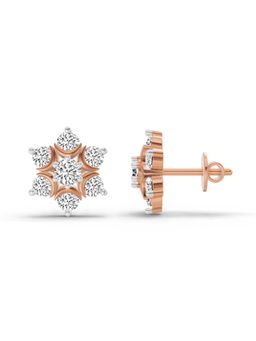 Sparkles - Lab Grown Diamond 0.92 Carat Round Flower Stud Earrings for Women, 14K Rose Gold