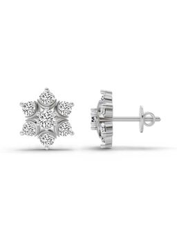 Sparkles - Lab Grown Diamond 0.92 Carat Round Flower Stud Earrings for Women, 14K White Gold