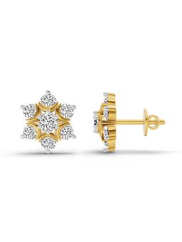 Sparkles - Lab Grown Diamond 0.92 Carat Round Flower Stud Earrings for Women, 14K Yellow Gold