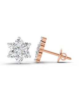 Sparkles - Lab Grown Diamond 0.97 Carat Round Flower Stud Earrings for Women, 14K Rose Gold