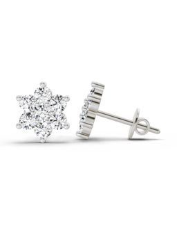 Sparkles - Lab Grown Diamond 0.97 Carat Round Flower Stud Earrings for Women, 14K White Gold