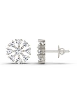 Sparkles - Lab Grown Diamond 0.55 Carat Round Snowflake Stud Earrings for Women, 14K White Gold