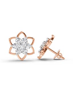 Sparkles - Lab Grown Diamond 1.09 Carat Round Lotus Flower Style Earrings for Women, 14K Rose Gold