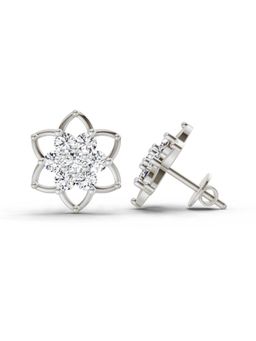 Sparkles - Lab Grown Diamond 1.09 Carat Round Lotus Flower Style Earrings for Women, 14K White Gold