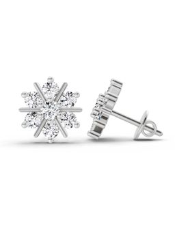 Sparkles - Lab Grown Diamond 1.02 Carat Round Snowflake Earrings for Women, 14K White Gold