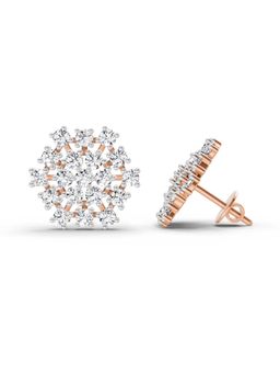 Sparkles - Lab Grown Diamond 1.67 Carat Round Snowflake Stud Earrings for Women, 14K Rose Gold