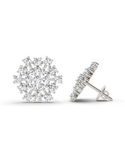 Sparkles - Lab Grown Diamond 1.67 Carat Round Snowflake Stud Earrings for Women, 14K White Gold