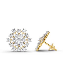 Sparkles - Lab Grown Diamond 1.67 Carat Round Snowflake Stud Earrings for Women, 14K Yellow Gold