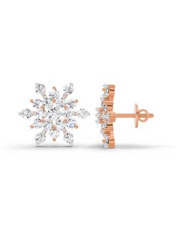 Sparkles - Lab Grown Diamond 1.4 Carat Round Snowflake Stud Earrings for Women, 14K Rose Gold