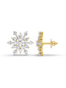 Sparkles - Lab Grown Diamond 1.4 Carat Round Snowflake Stud Earrings for Women, 14K Yellow Gold