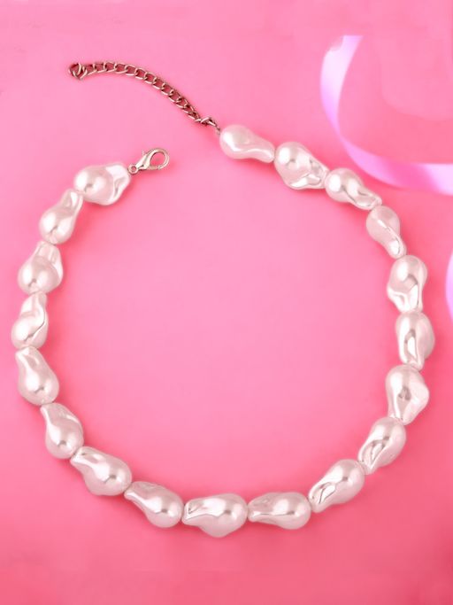 Estele Rhodium Plated Magnificent Pearl Necklace for Women