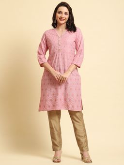 Shree - Women Rayon Pink Pirnted Kurta