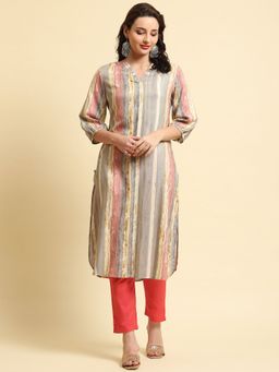Shree - Women Rayon Multicolor Stripe Printed Kurta