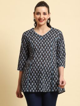 Shree - Women Cotton Black Floral Printed Tunic