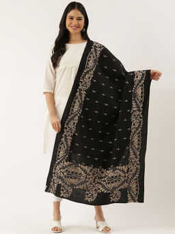 ArtEastri - Black Cotton Kantha Dupatta